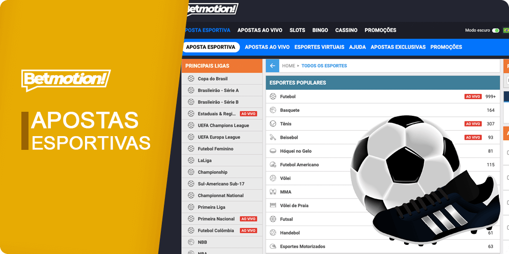 Descrição do Betmotion Sportsbook no Brasil