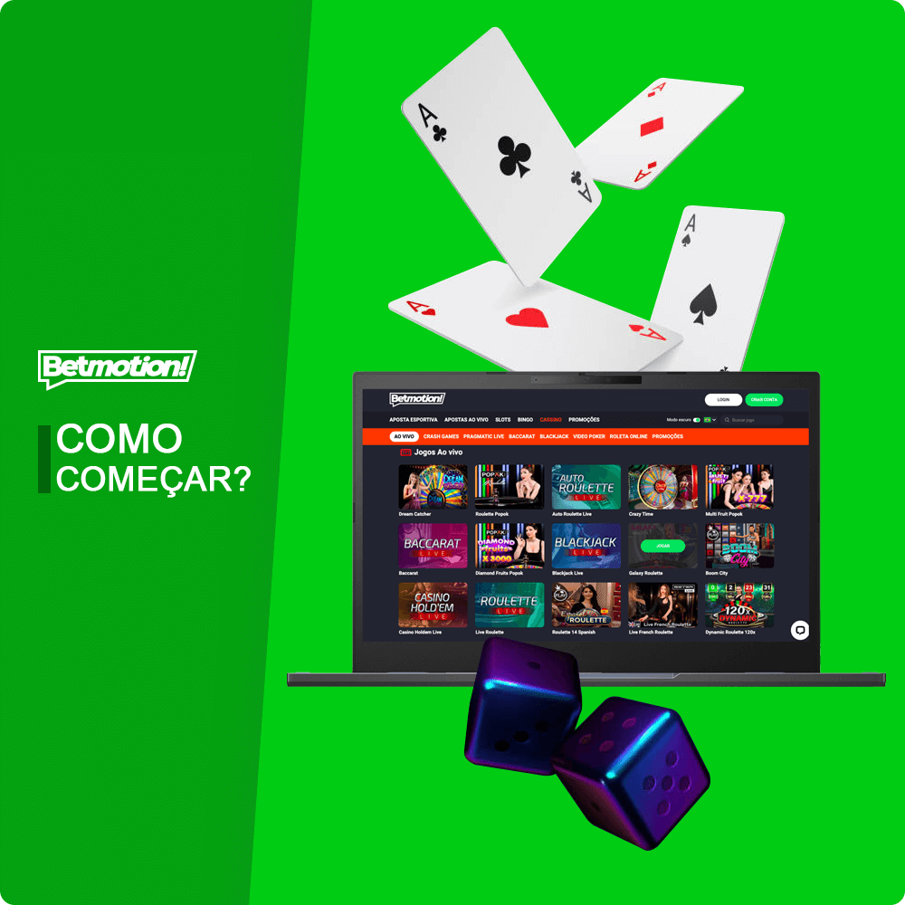 Instrucao Passo a Passo Como Comecar a Jogar no Cassino Online Betmotion