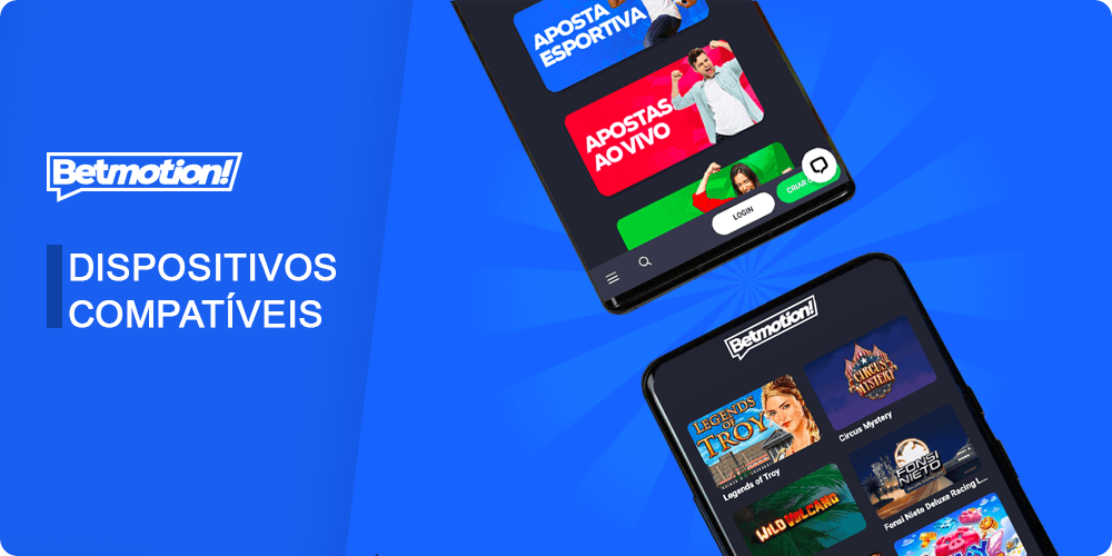 Dispositivos compatíveis com Android com aplicativo Betmotion