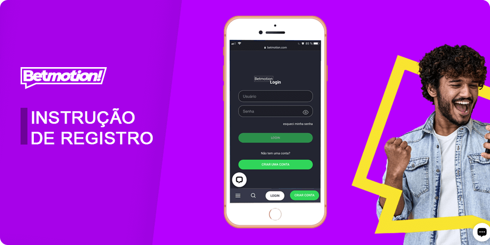 Instrucao de Registro e Verificacao de Conta Betmotion para o Brasil
