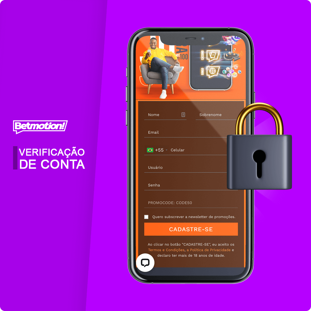 Verificação passo a passo da conta Betmotion