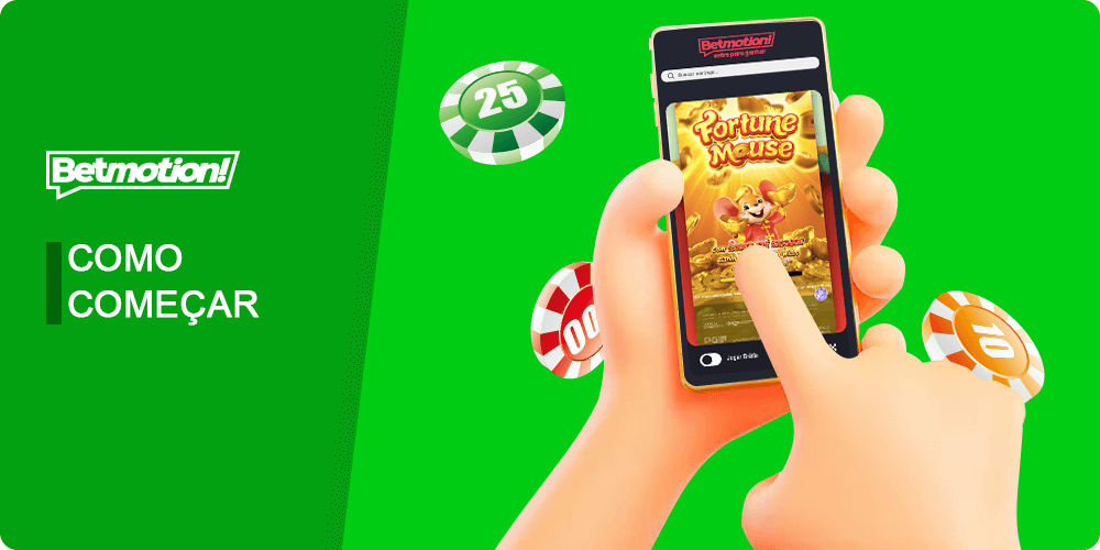 Manual Como começar a jogar o jogo Betmotion Fortune Mouse