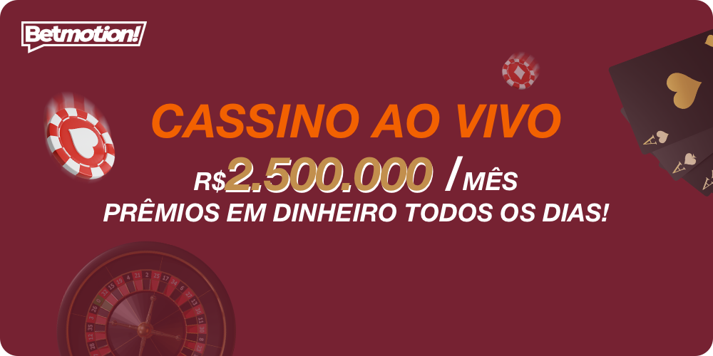 O cassino ao vivo Betmotion tem bônus com grandes prêmios em dinheiro para oferecer